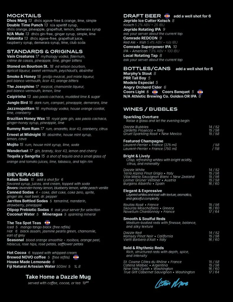 Dazzle Menu