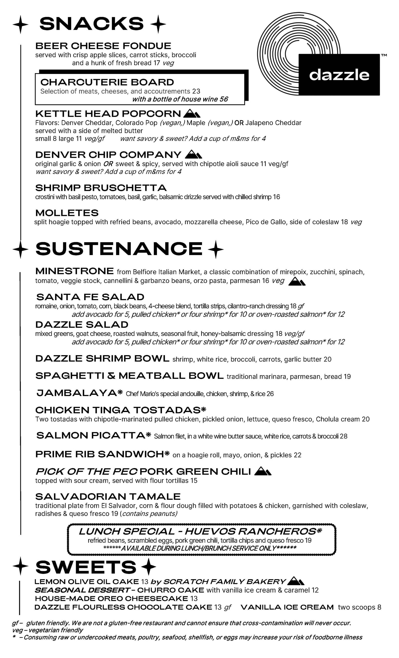 Dazzle Menu