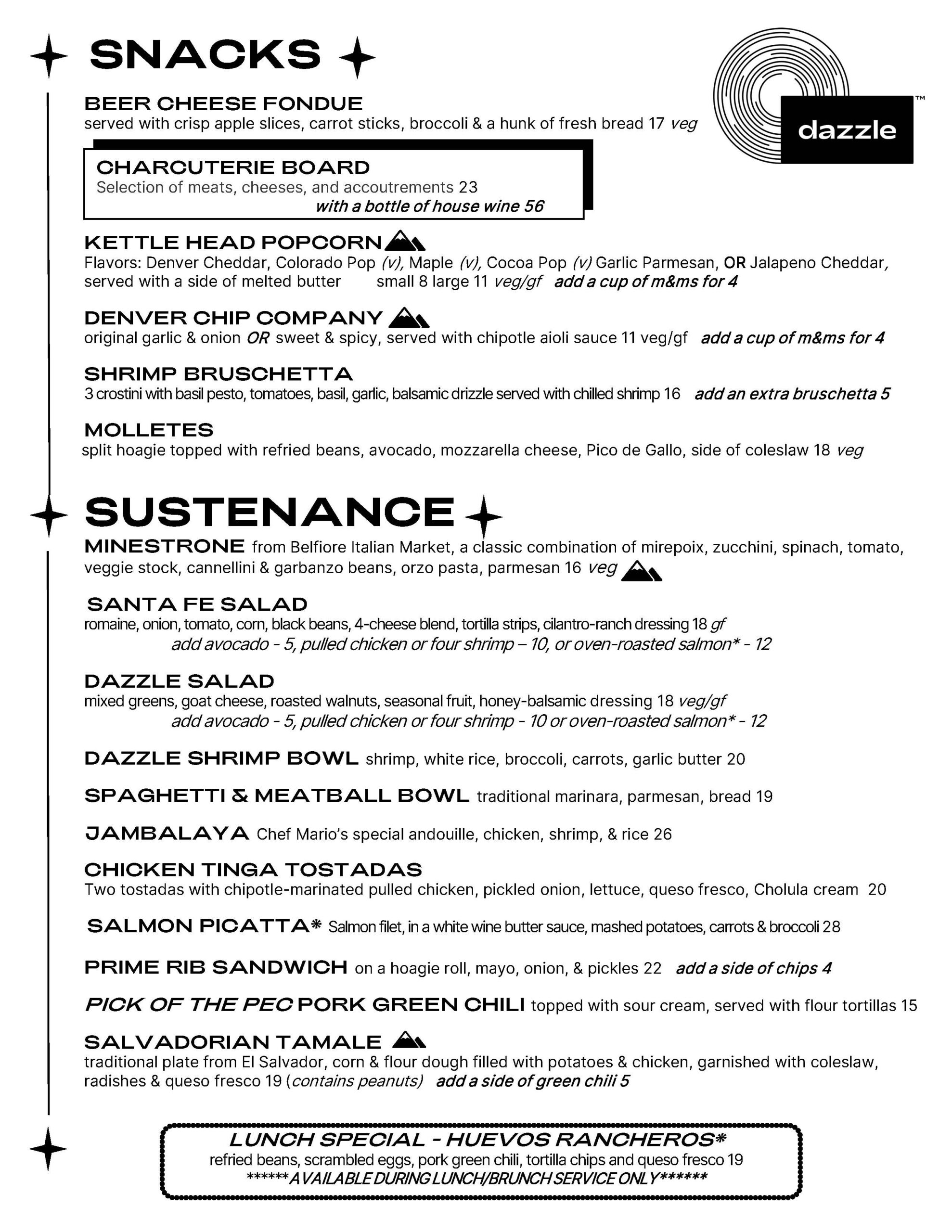 Dazzle Menu