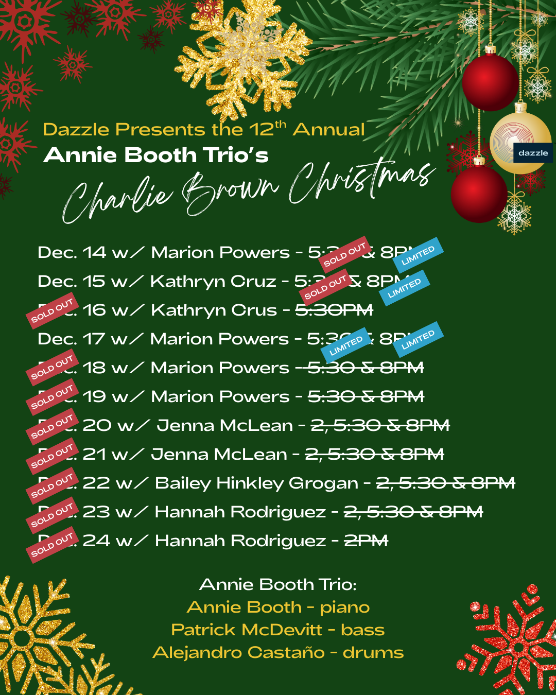 Annie Booth Trio List of All Shows