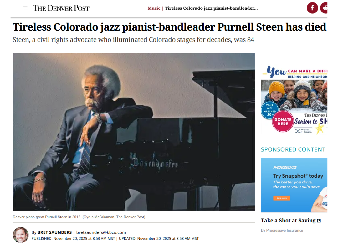 Denver piano player great Purnell Steen in 2012 (Cyrus McCrimmon, The Denver Post)
