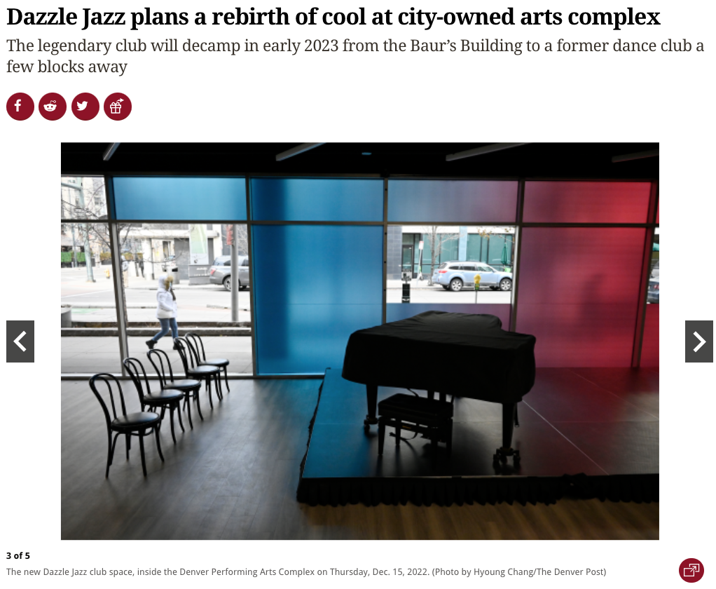 Denver Post: Dazzle Jazz plans a rebirth of cool at city owned arts Denver Post: Dazzle Jazz plans a rebirth of cool at city owned arts